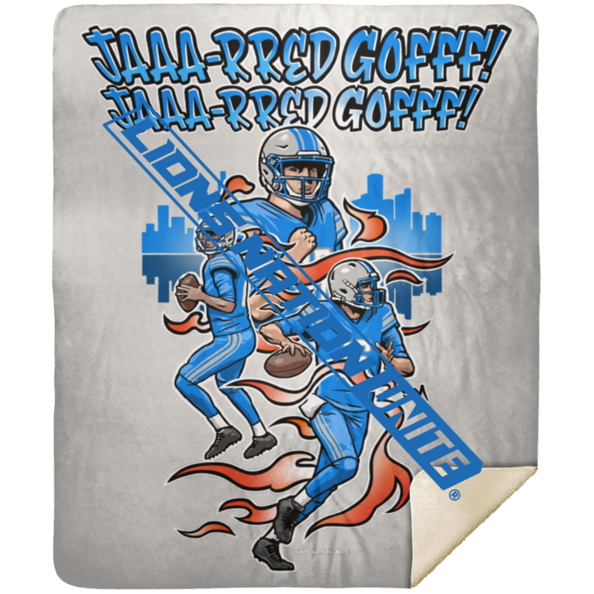 Detroit Quarterback Premium Sherpa Blanket 50x60