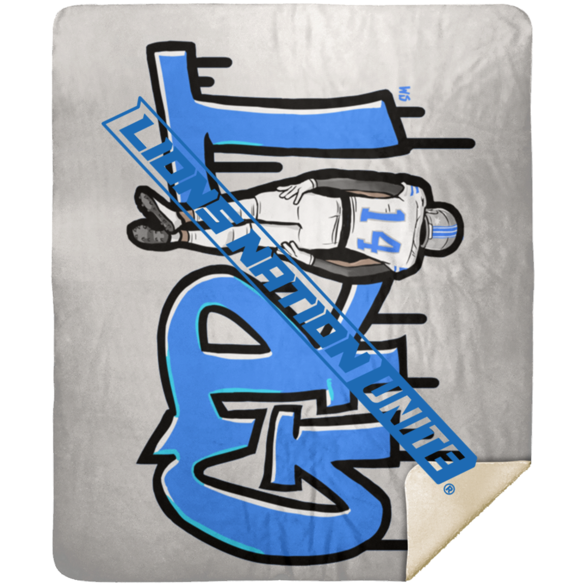 Detroit GRIT White Sherpa Blanket 50x60