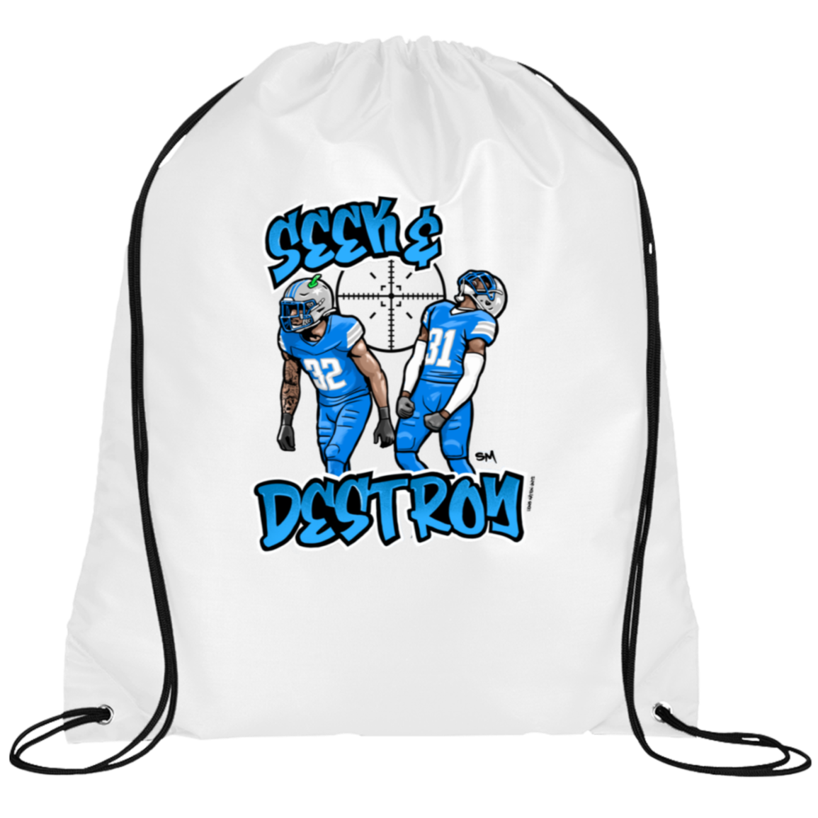 Seek & Destroy White Cinch Bag