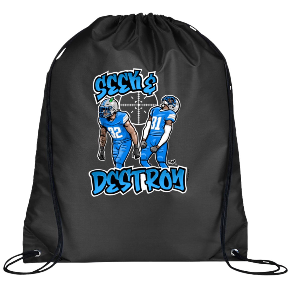 Seek & Destroy Black Cinch Bag