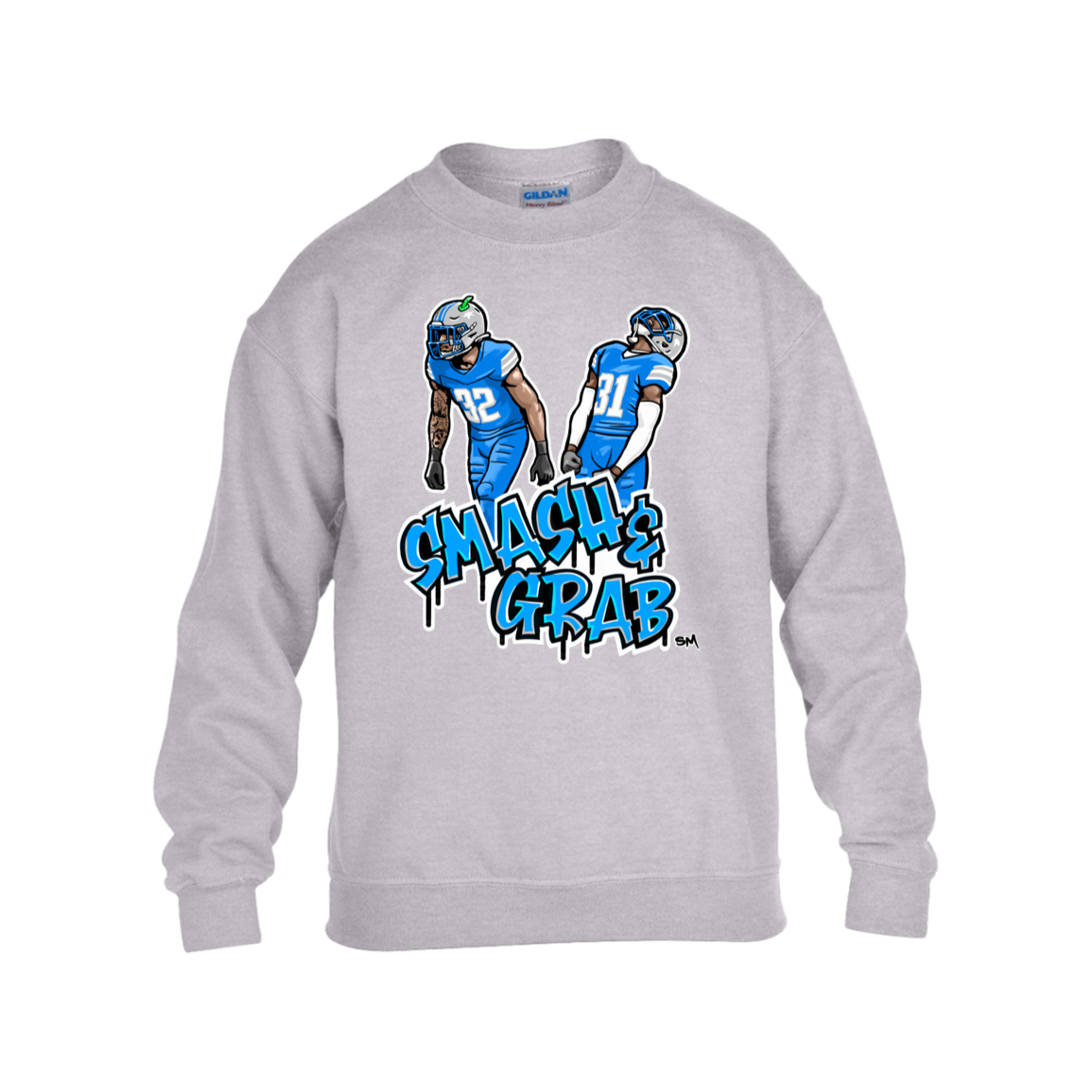 Smash & Grab Kids Heavy Blend Fleece Crew with Blue Jersey