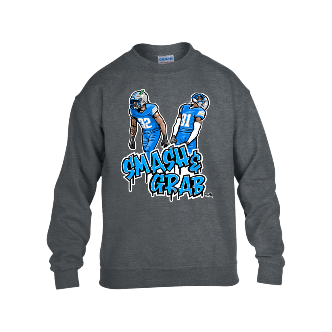 Smash & Grab Kids Heavy Blend Fleece Crew with Blue Jersey