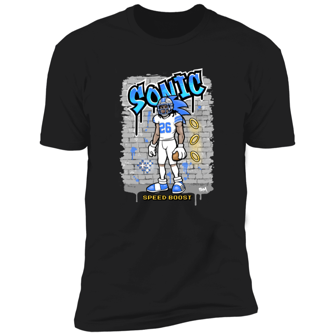 Detroit Sonic Speed Boost White Jersey Black Men’s T-Shirt
