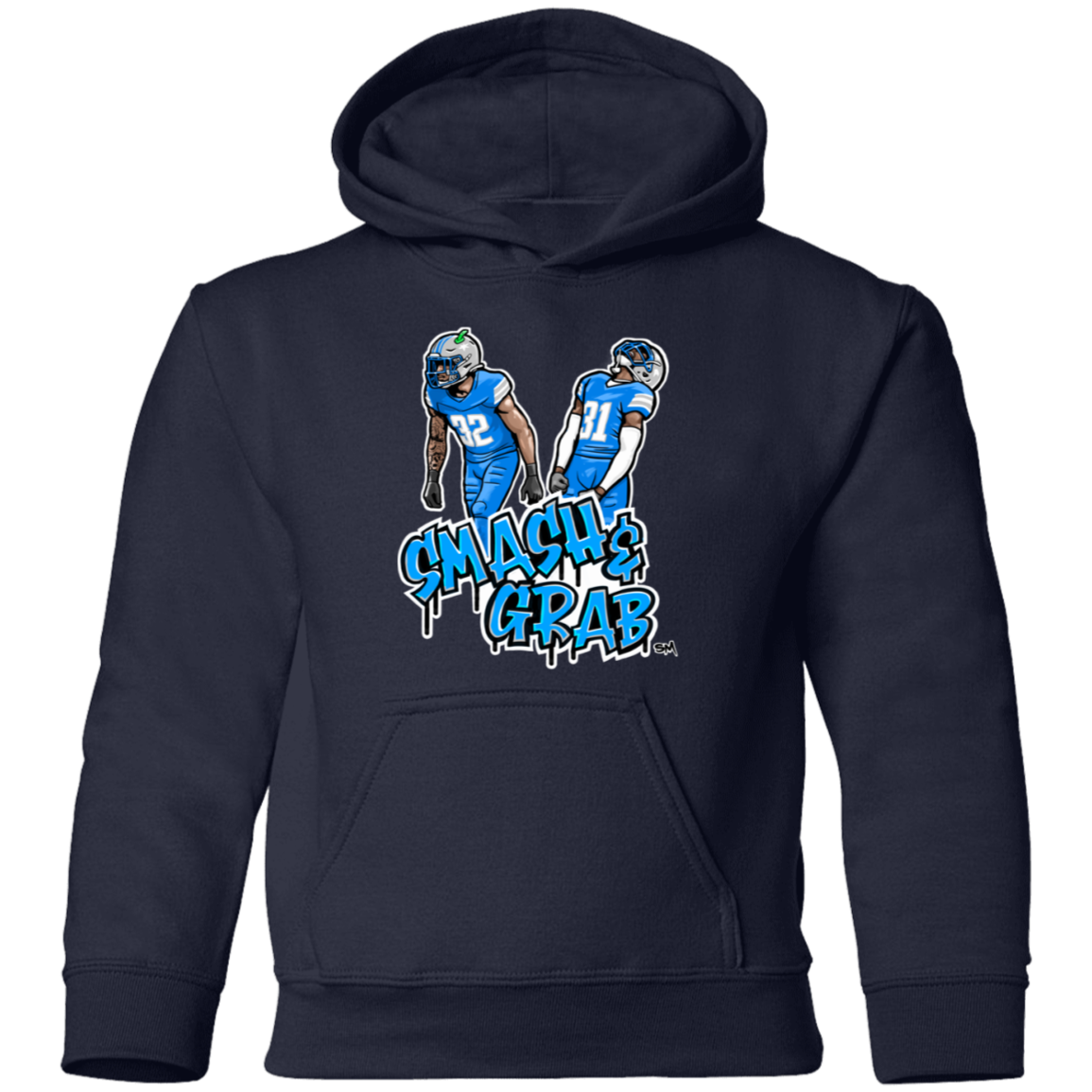 Smash & Grab Youth Pullover Hoodie with Blue Jersey
