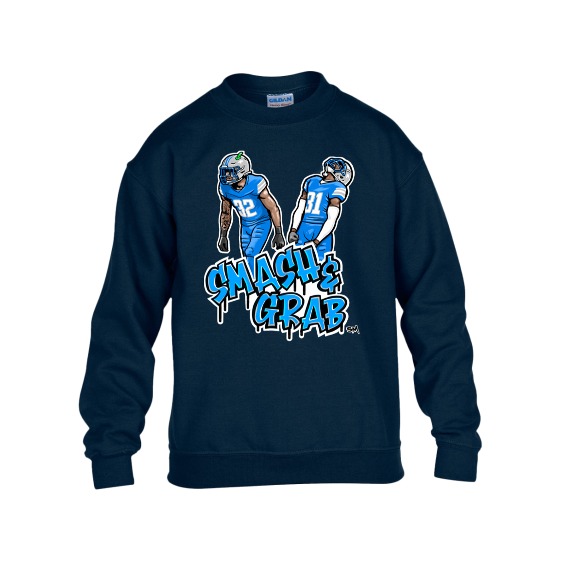 Smash & Grab Kids Heavy Blend Fleece Crew with Blue Jersey
