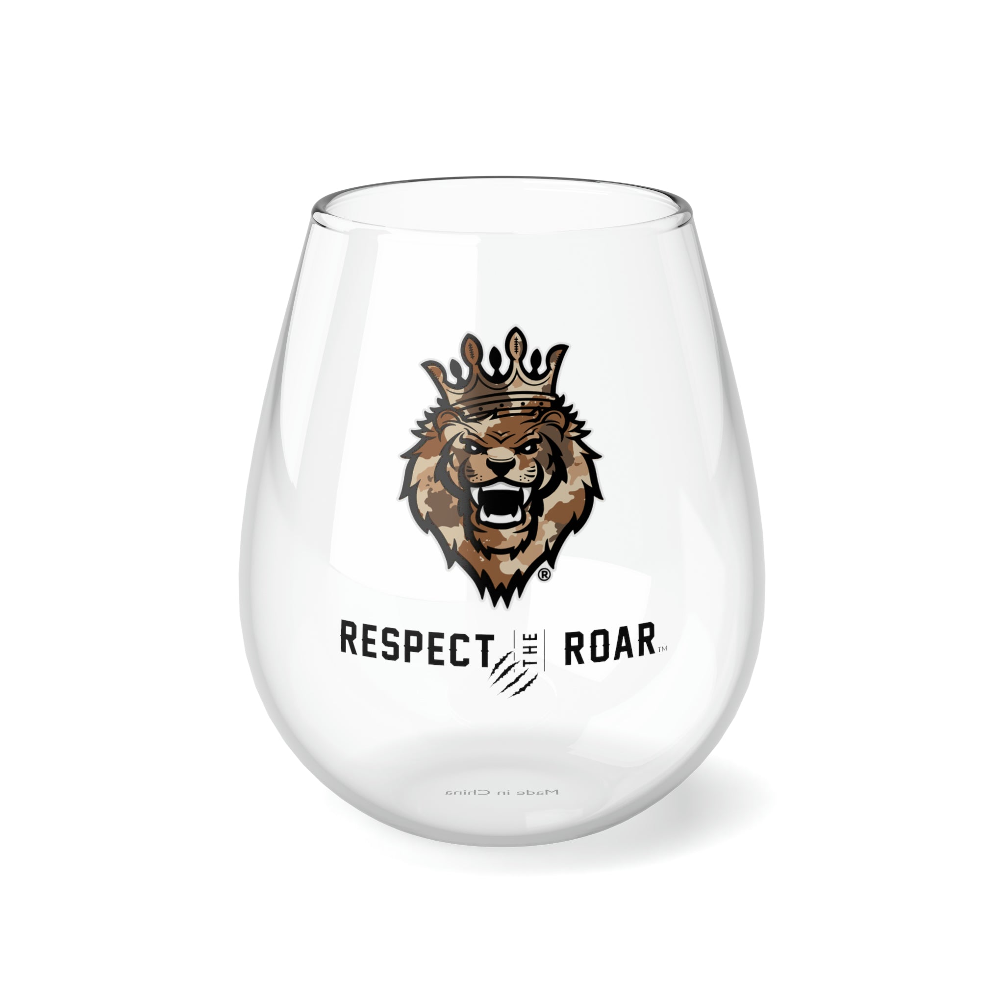 Respect the Roar® Stemless Wine Glass, 11.75oz (Brown)
