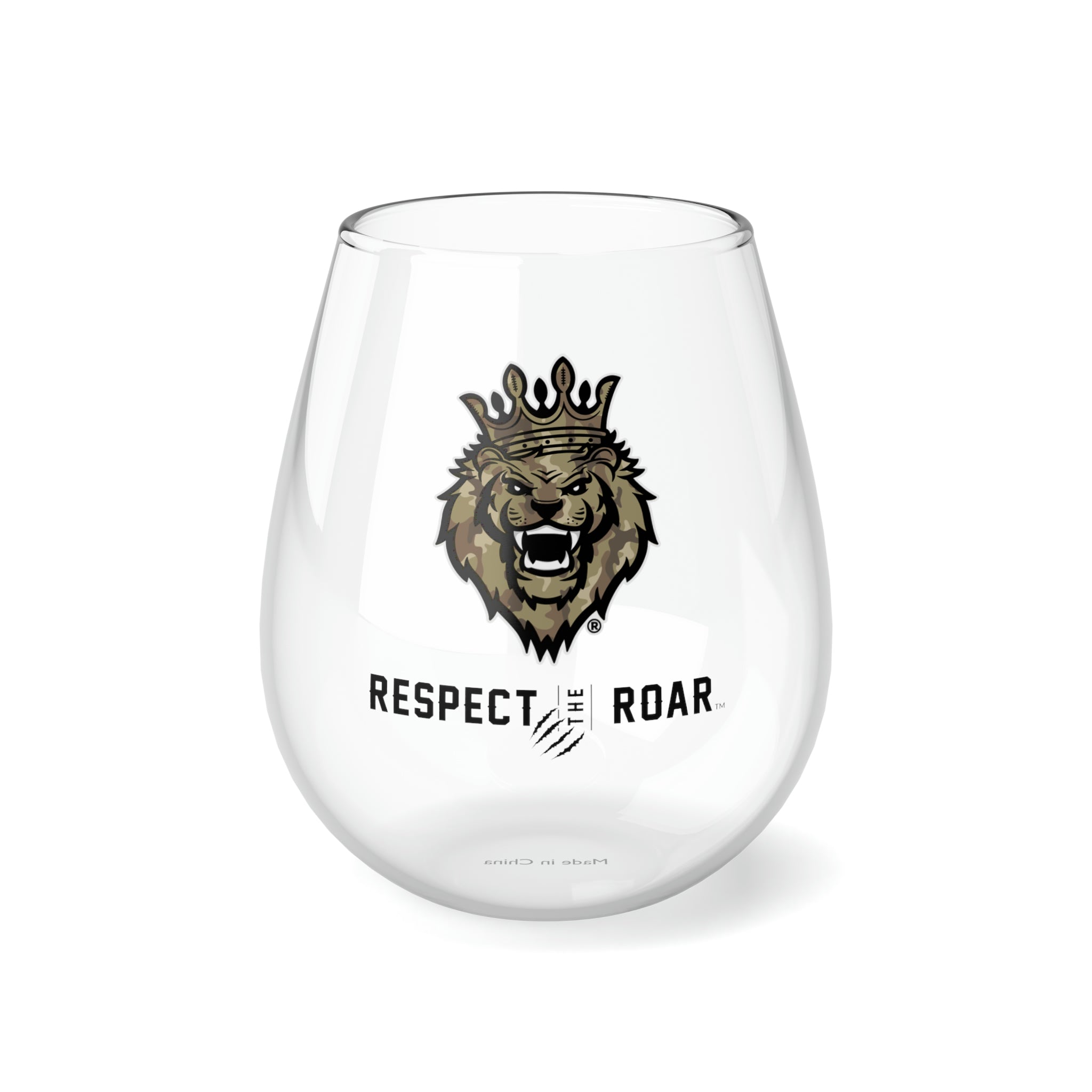 Respect the Roar® Stemless Wine Glass, 11.75oz (Tan)