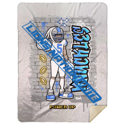 Detroit Knuckles Power Up White Jersey White Sherpa Blanket - 60x80