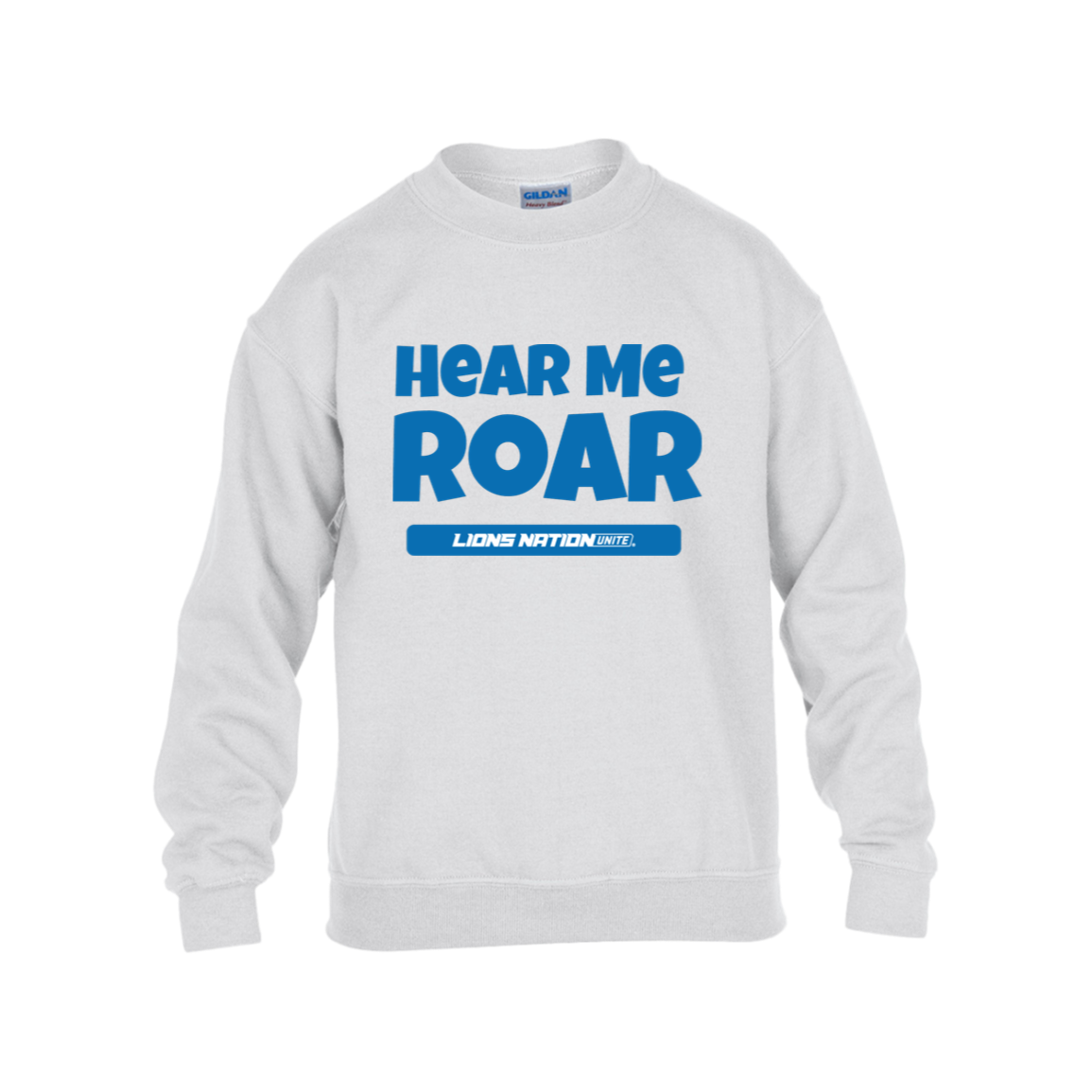 Hear Me Roar Kids White Heavy Blend Fleece Crew