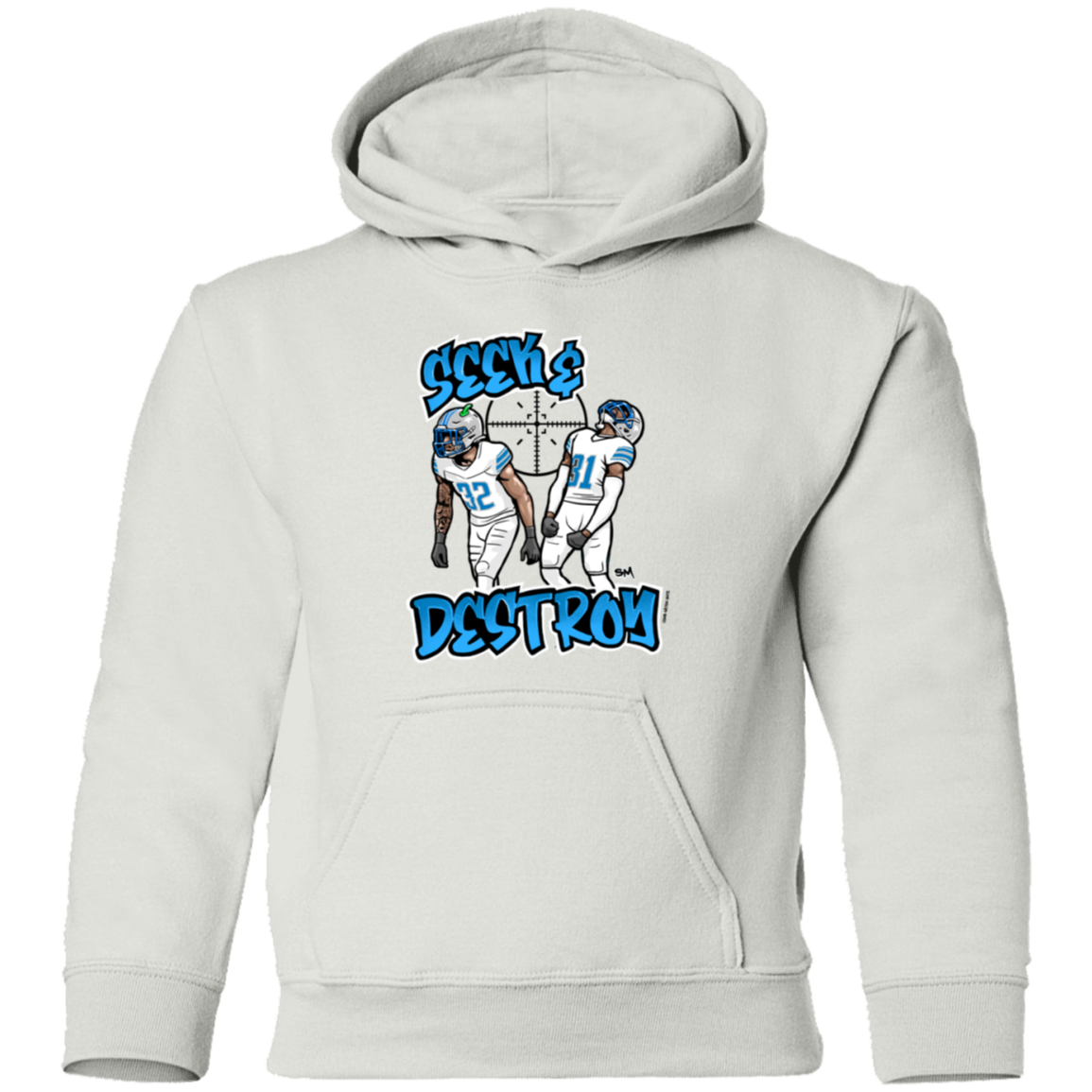 Seek & Destroy White Youth Pullover Hoodie