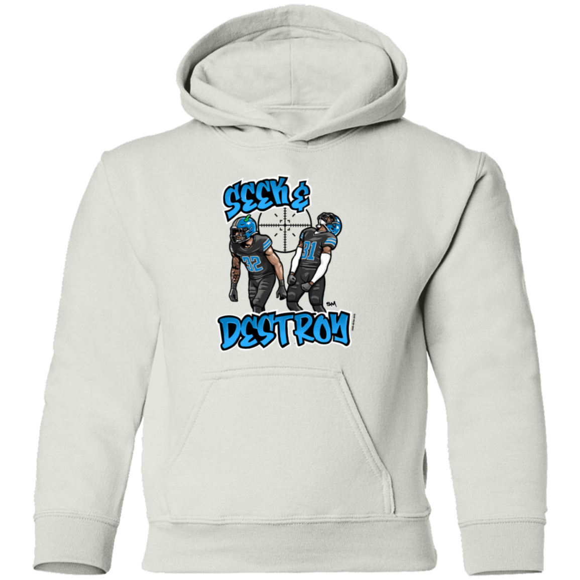 Seek & Destroy White Youth Pullover Hoodie