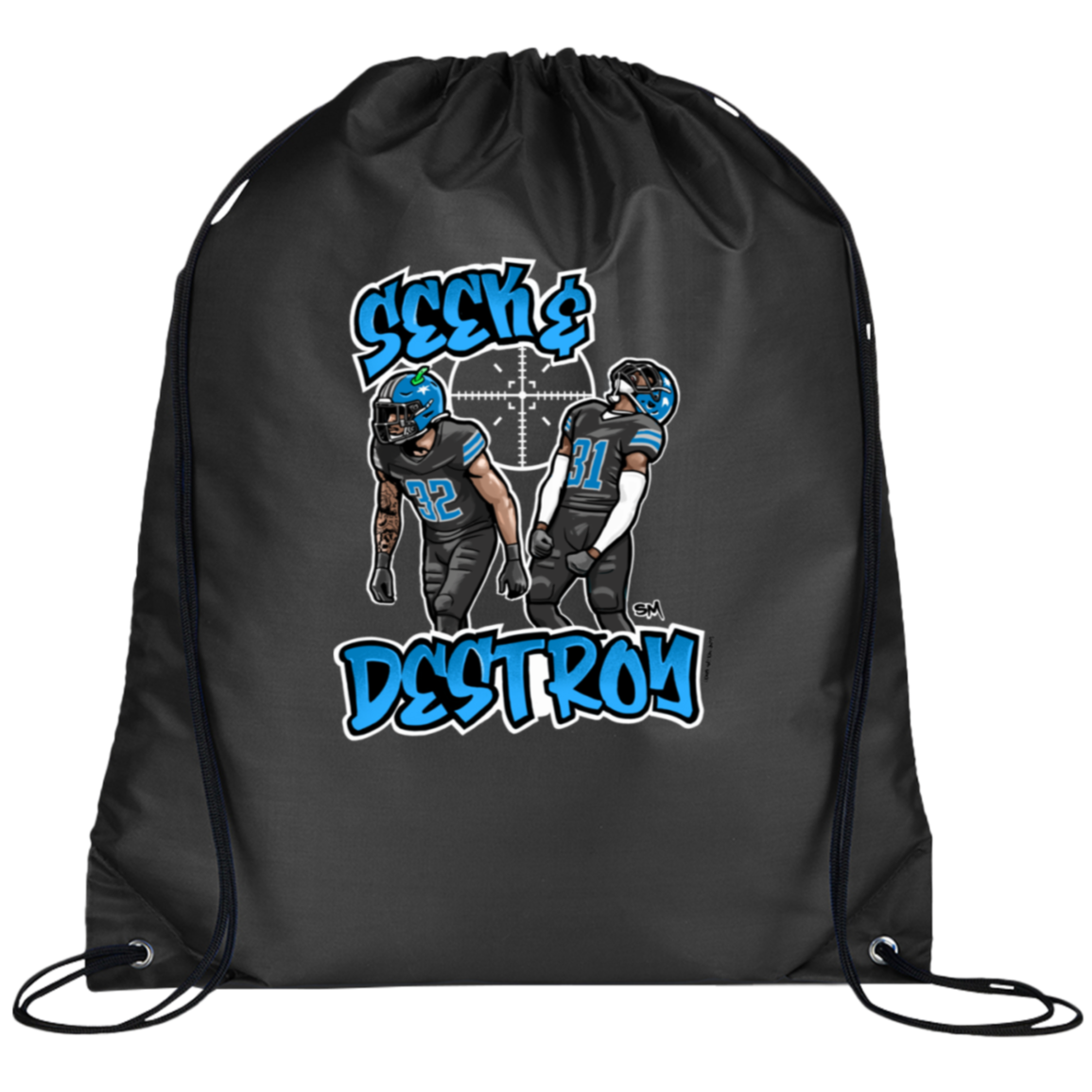 Seek & Destroy Black Cinch Bag