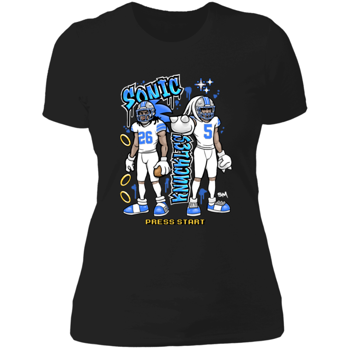 Detroit Sonic & Knuckles Women's Black T-Shirt