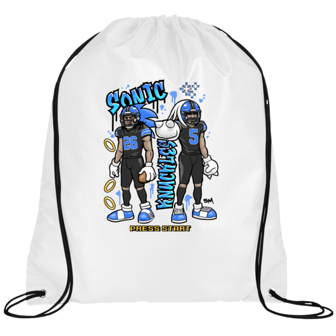 Detroit Sonic & Knuckles White Cinch Bag