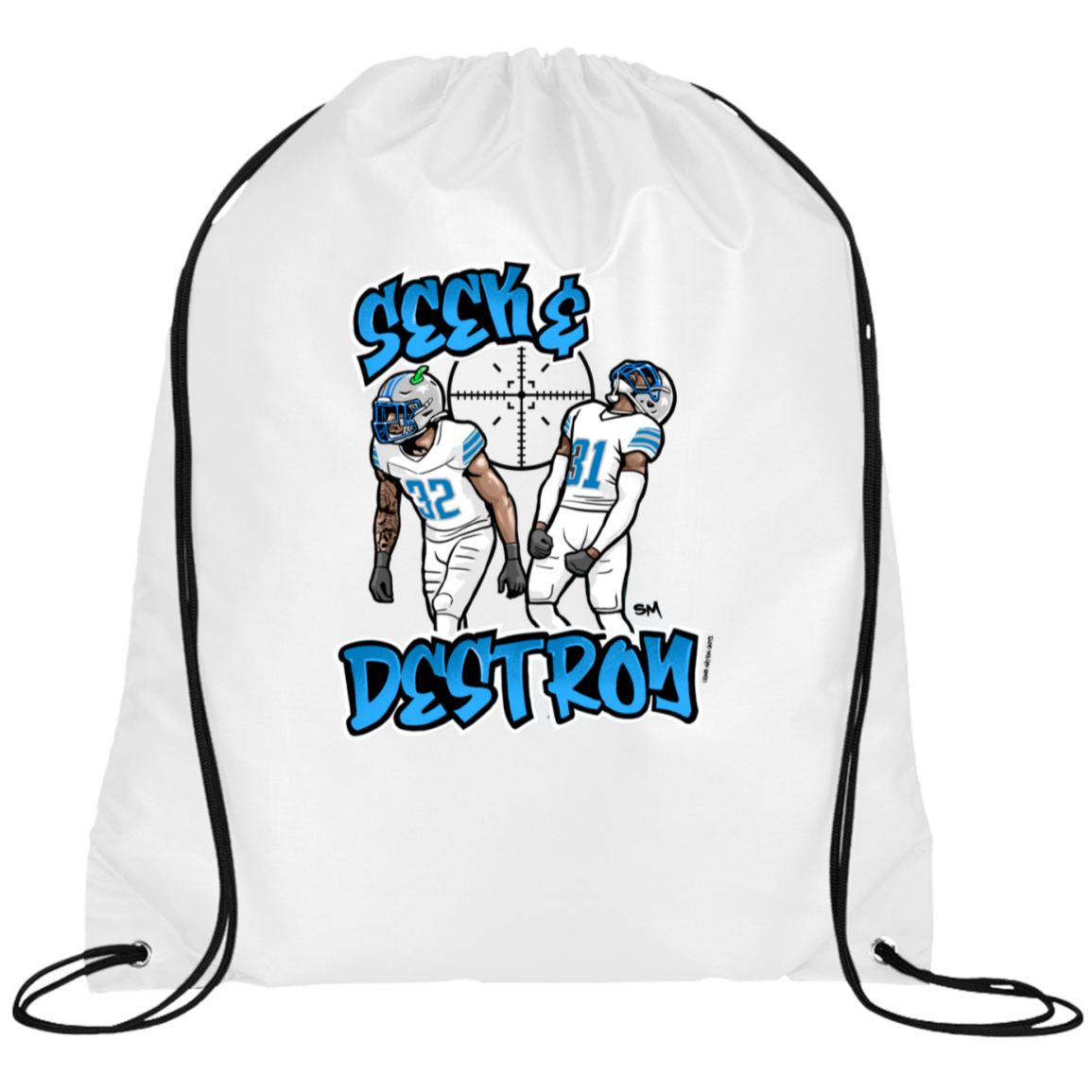 Seek & Destroy White Cinch Bag