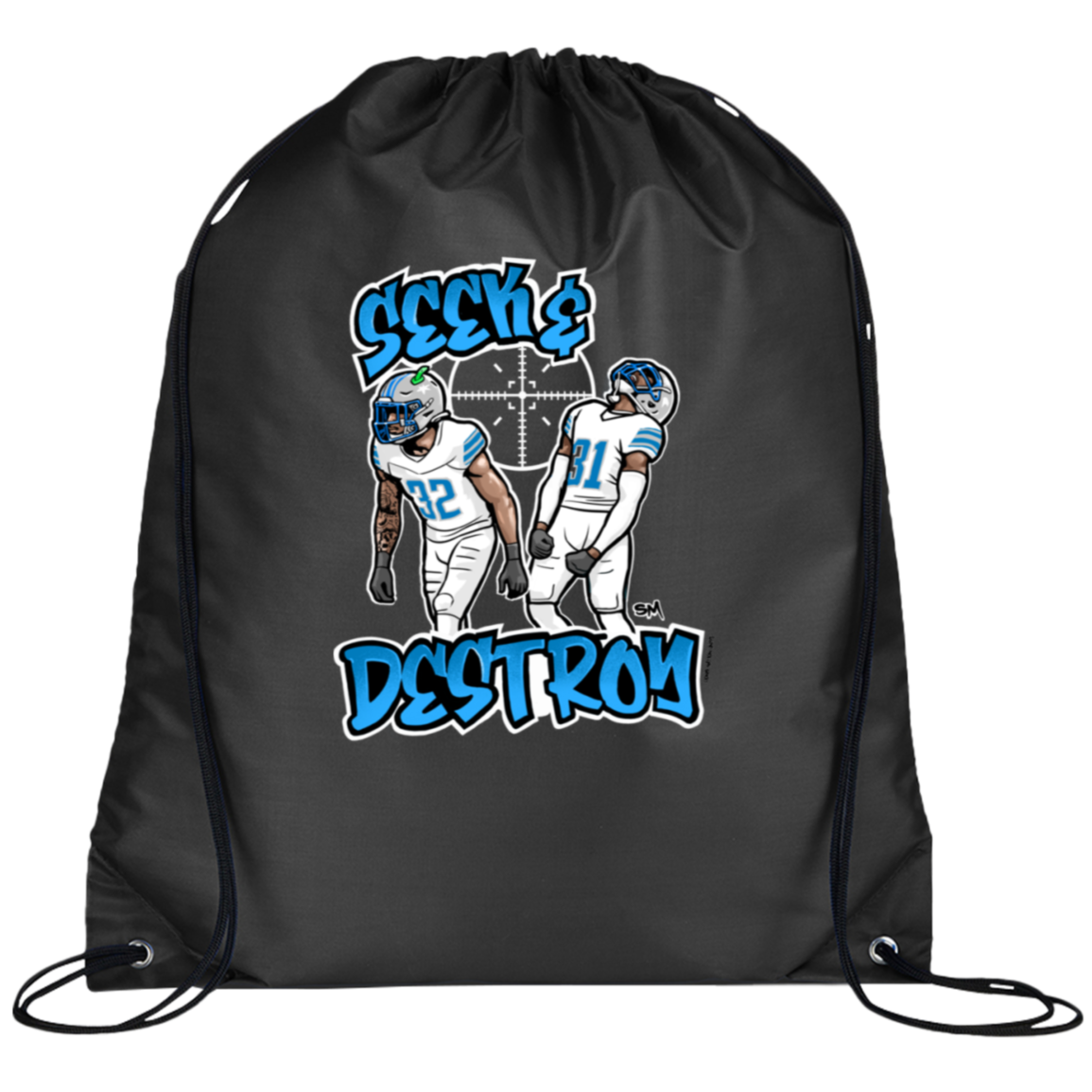 Seek & Destroy Black Cinch Bag