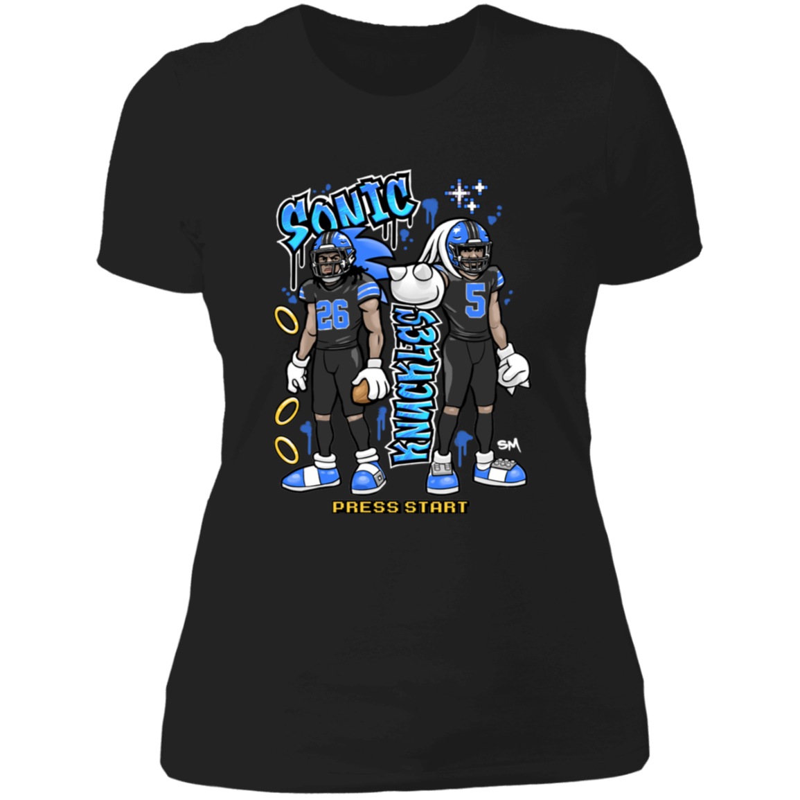 Detroit Sonic & Knuckles Women's Black T-Shirt