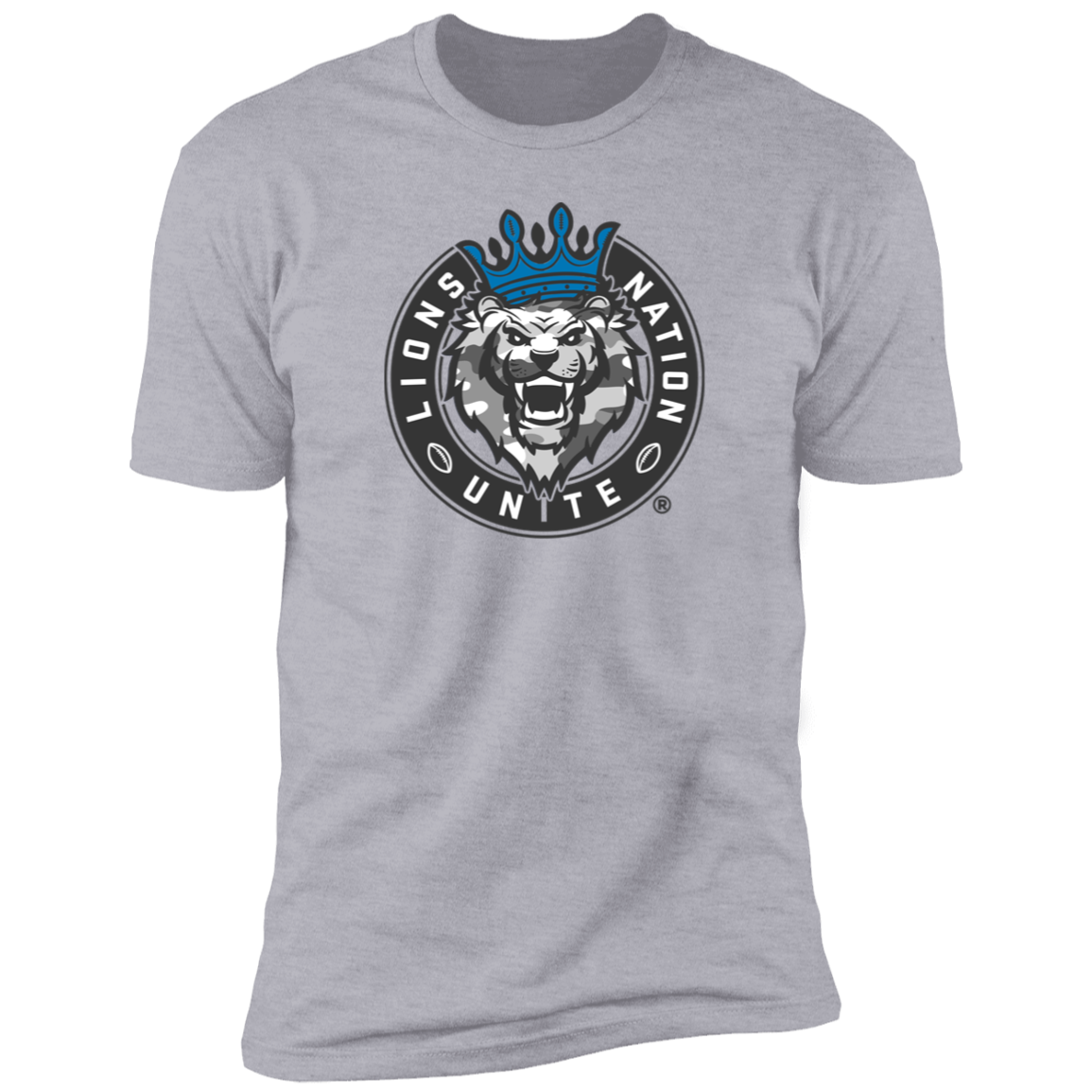 Lions Nation Unite Military Blue Crown Short Sleeve T-Shirt