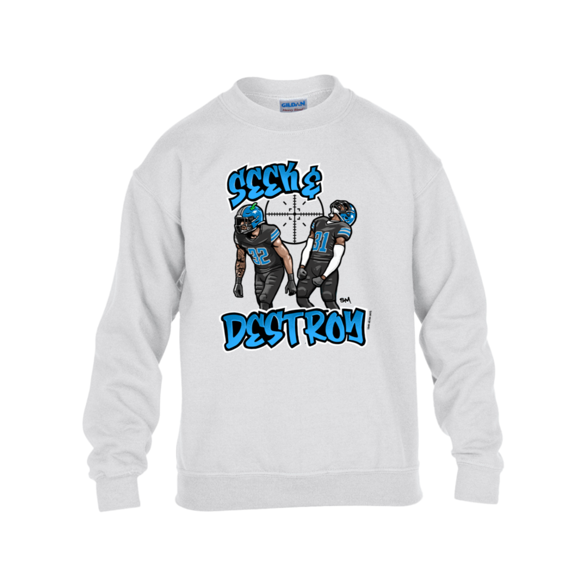 Seek & Destroy White Kids Heavy Blend Fleece