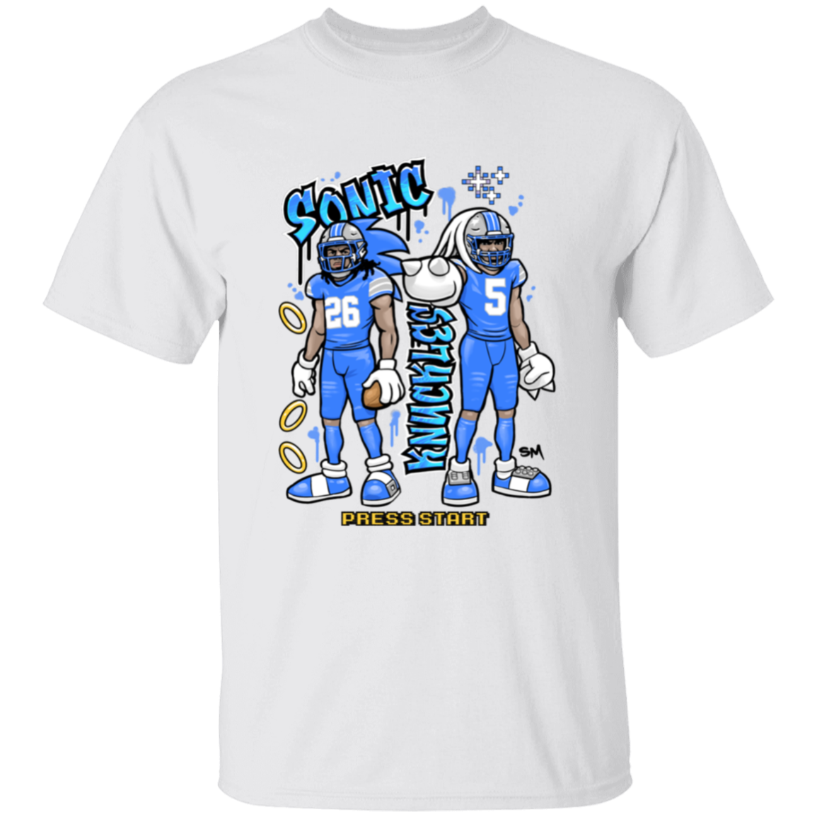 Detroit Sonic & Knuckles Blue Jersey White Kids T-Shirt