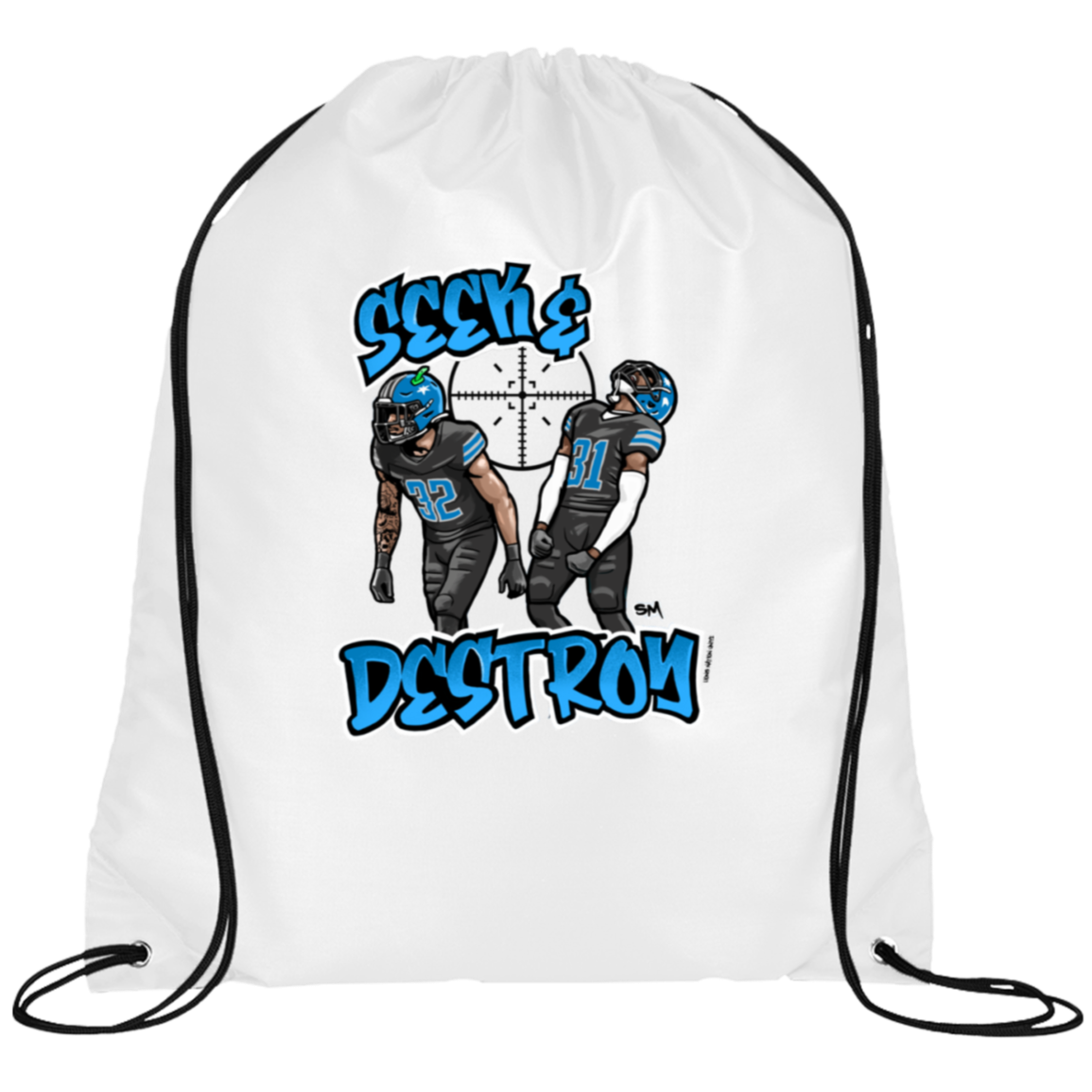 Seek & Destroy White Cinch Bag