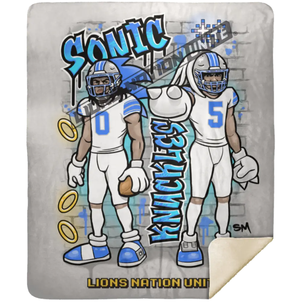 Detroit Sonic & Knuckles Sherpa Blanket 50x60 | White Jersey White / One Size Blankets