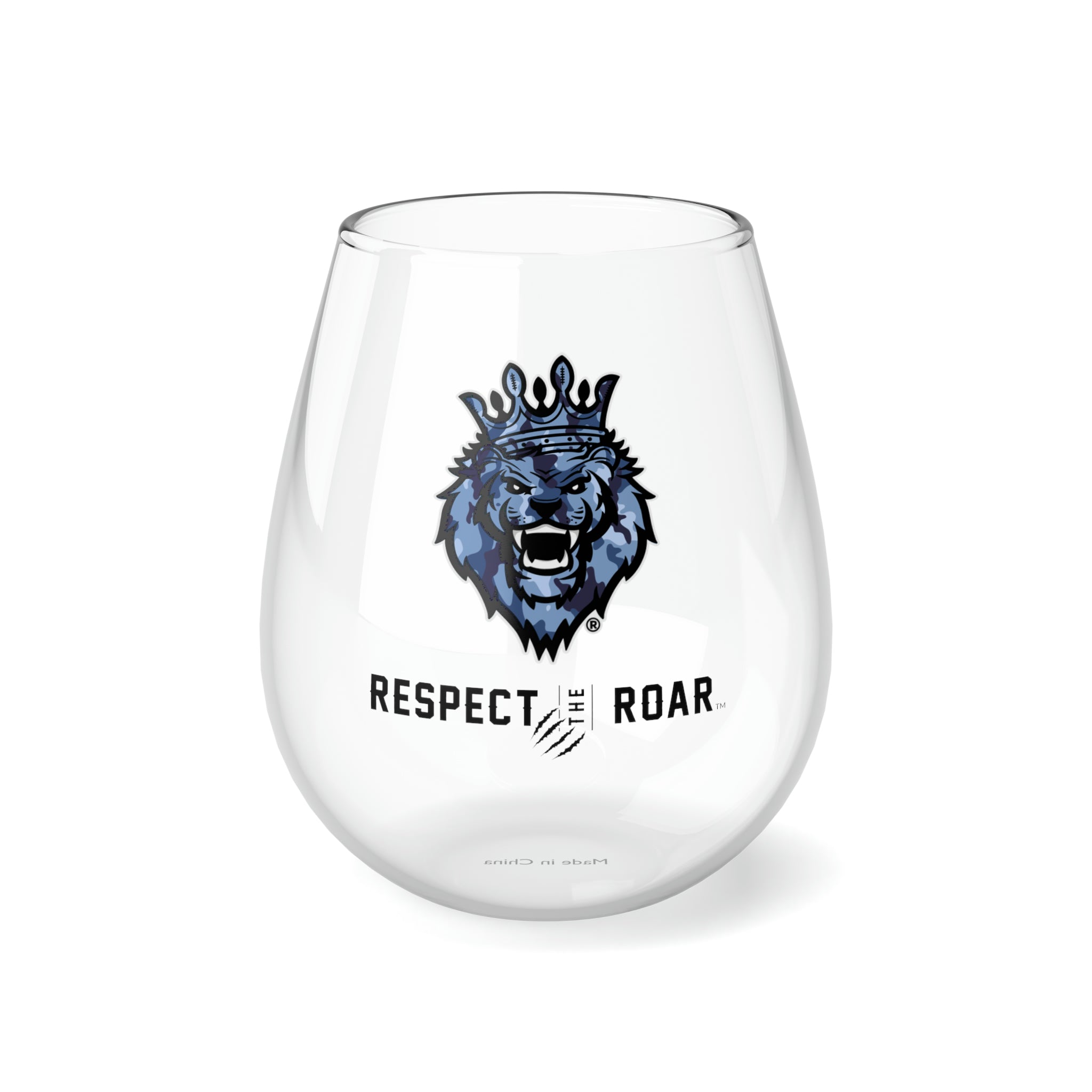 Set of 4 - Respect the Roar® Stemless Wine Glasses (Blue)