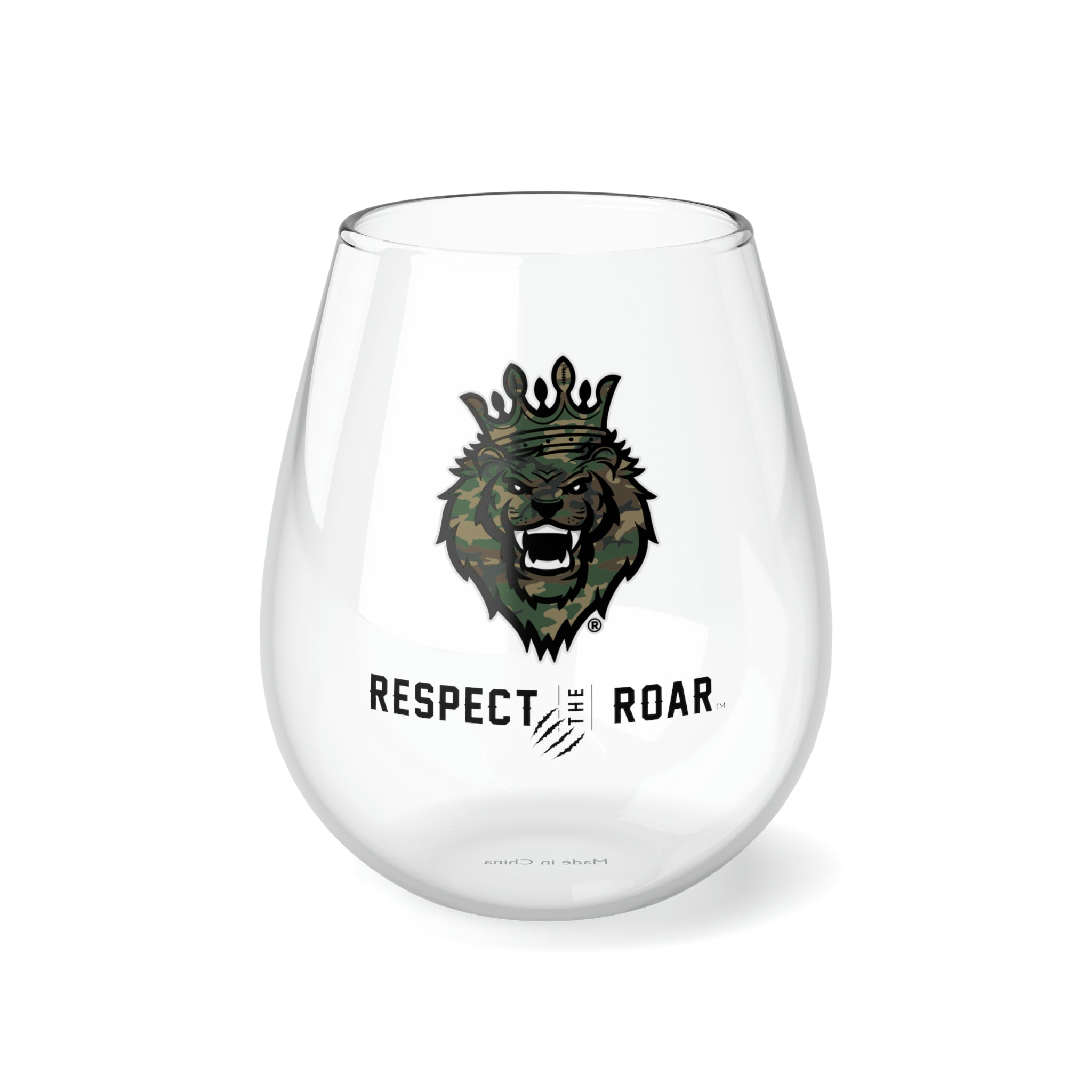 Set of 4 - Respect the Roar® Stemless Wine Glasses (Green)