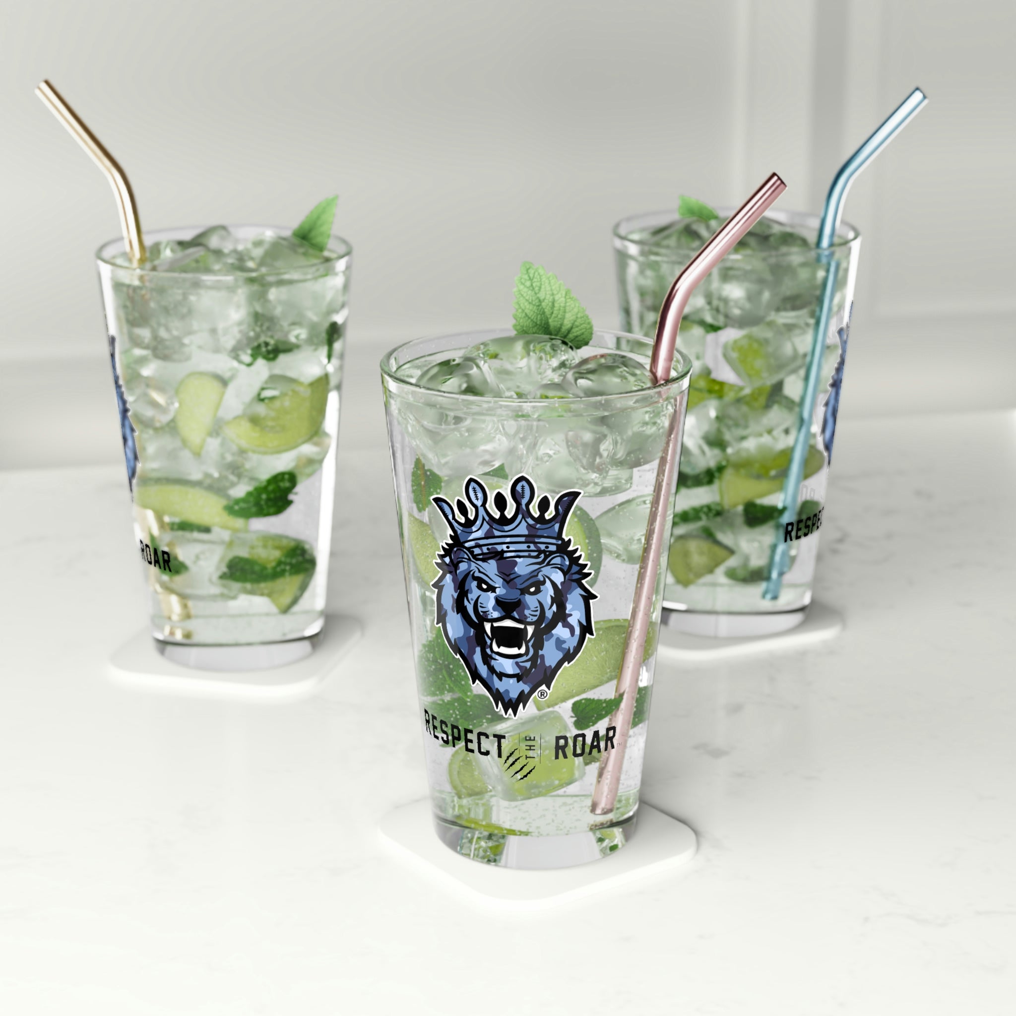 Respect the Roar® Pint Glass, 16oz (Blue)