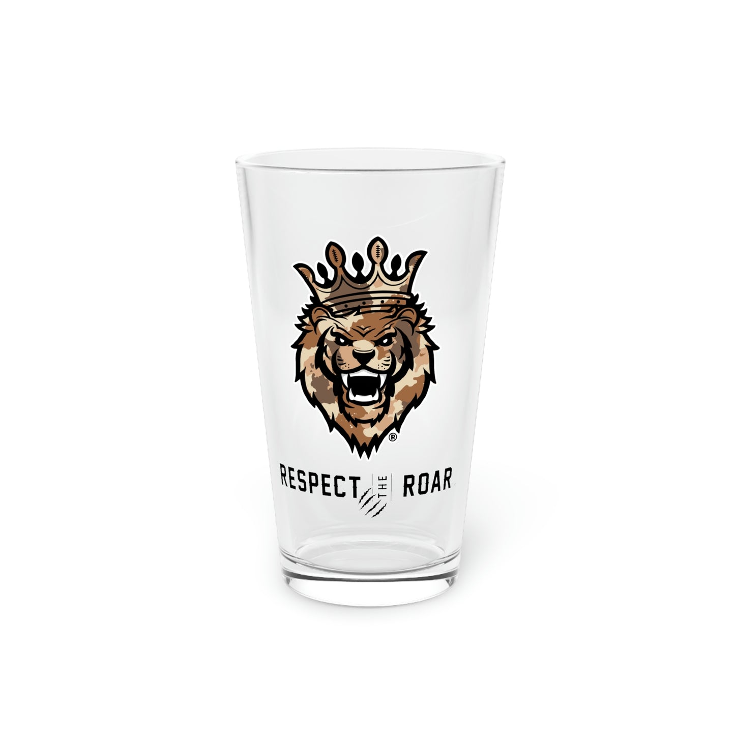 Respect The Roar (Brown) - Pint Glass, 16oz