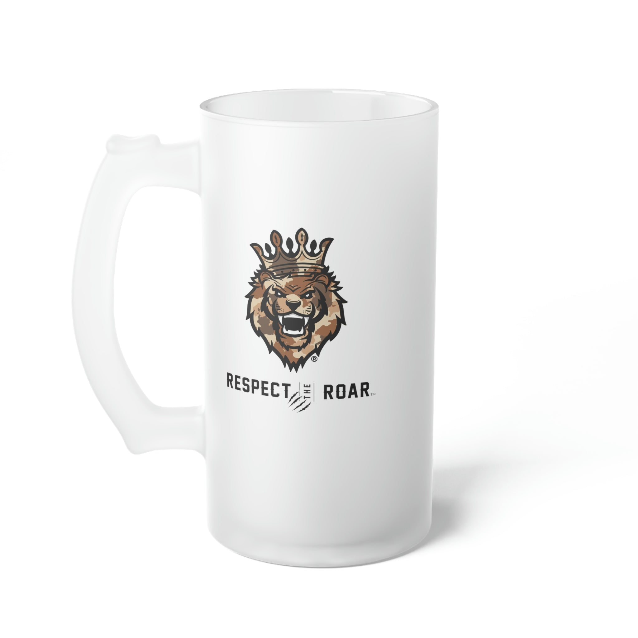 Respect the Roar® Frosted Glass Beer Mug (Brown)