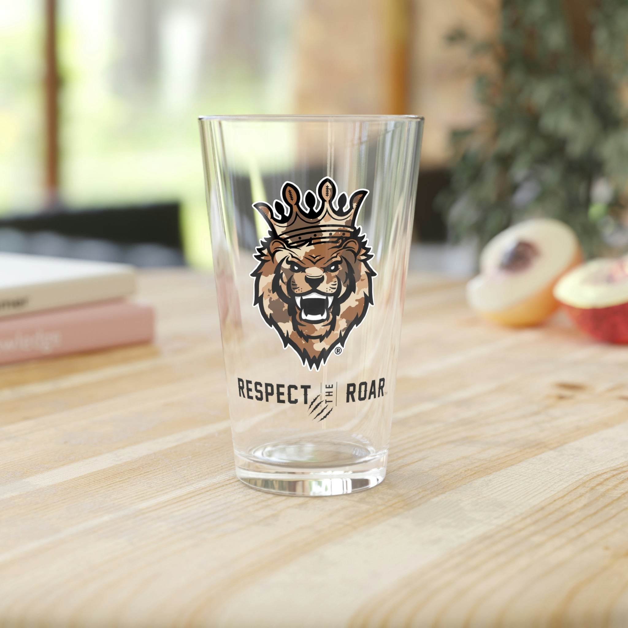 Respect the Roar® Pint Glass, 16oz (Brown)