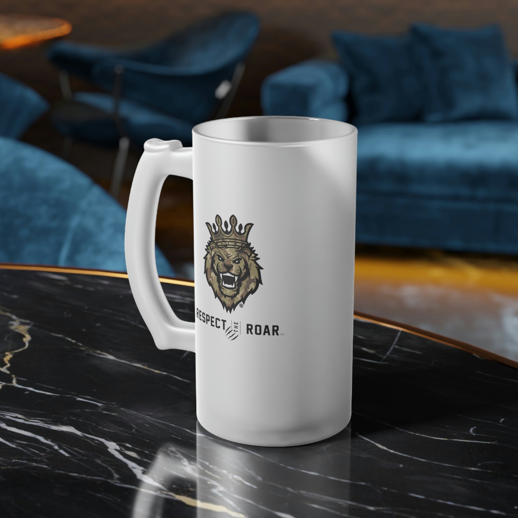 Respect the Roar® Frosted Glass Beer Mug (Tan)