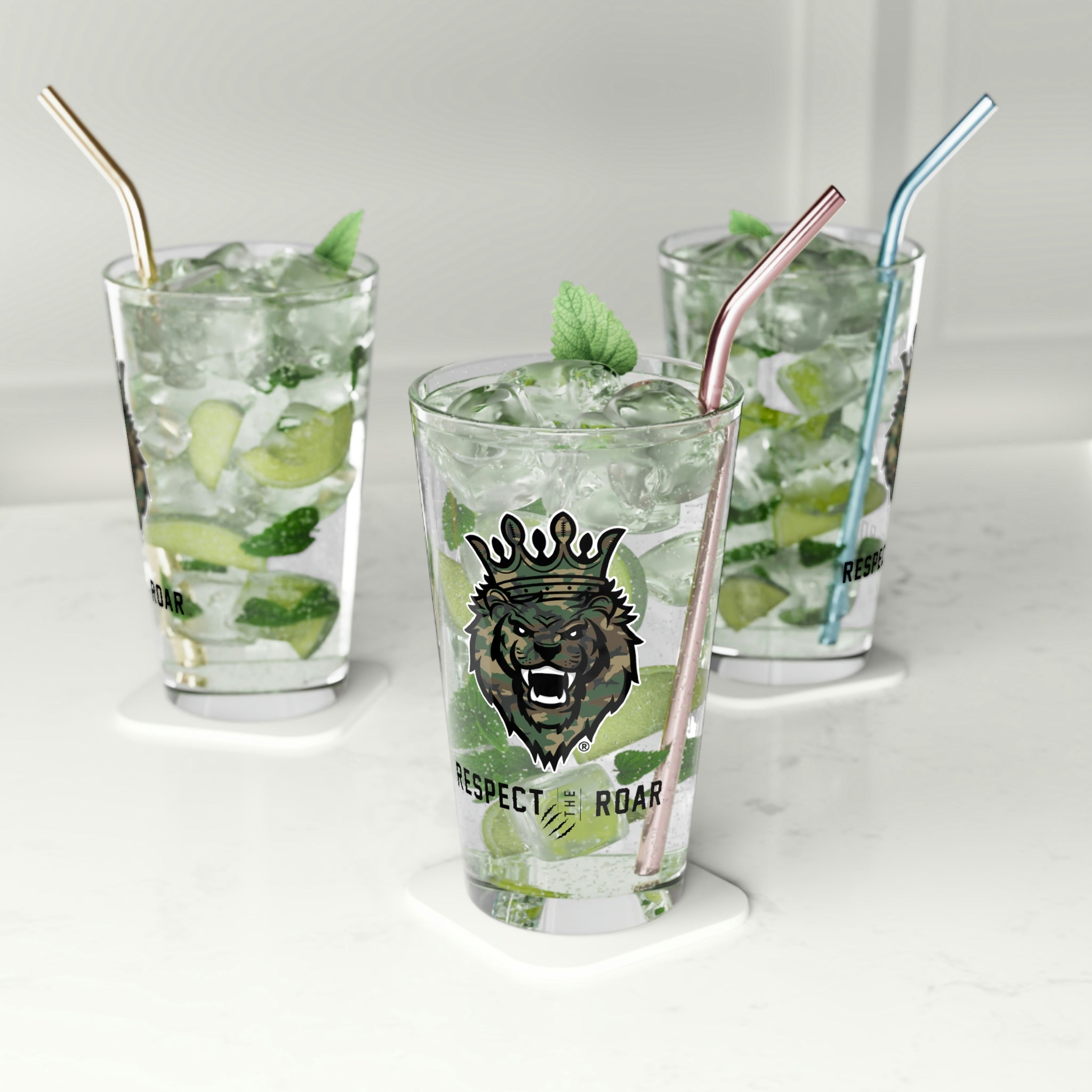 Respect the Roar® Pint Glass, 16oz (Green)