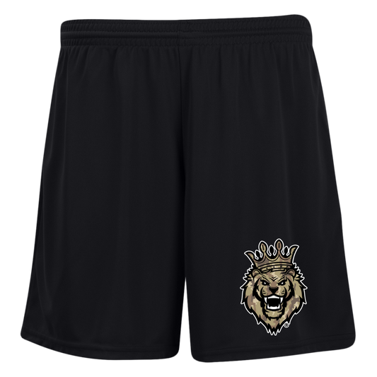 Respect The Roar (Tan) - 1423 Ladies' Moisture-Wicking 7 inch Inseam Training Shorts