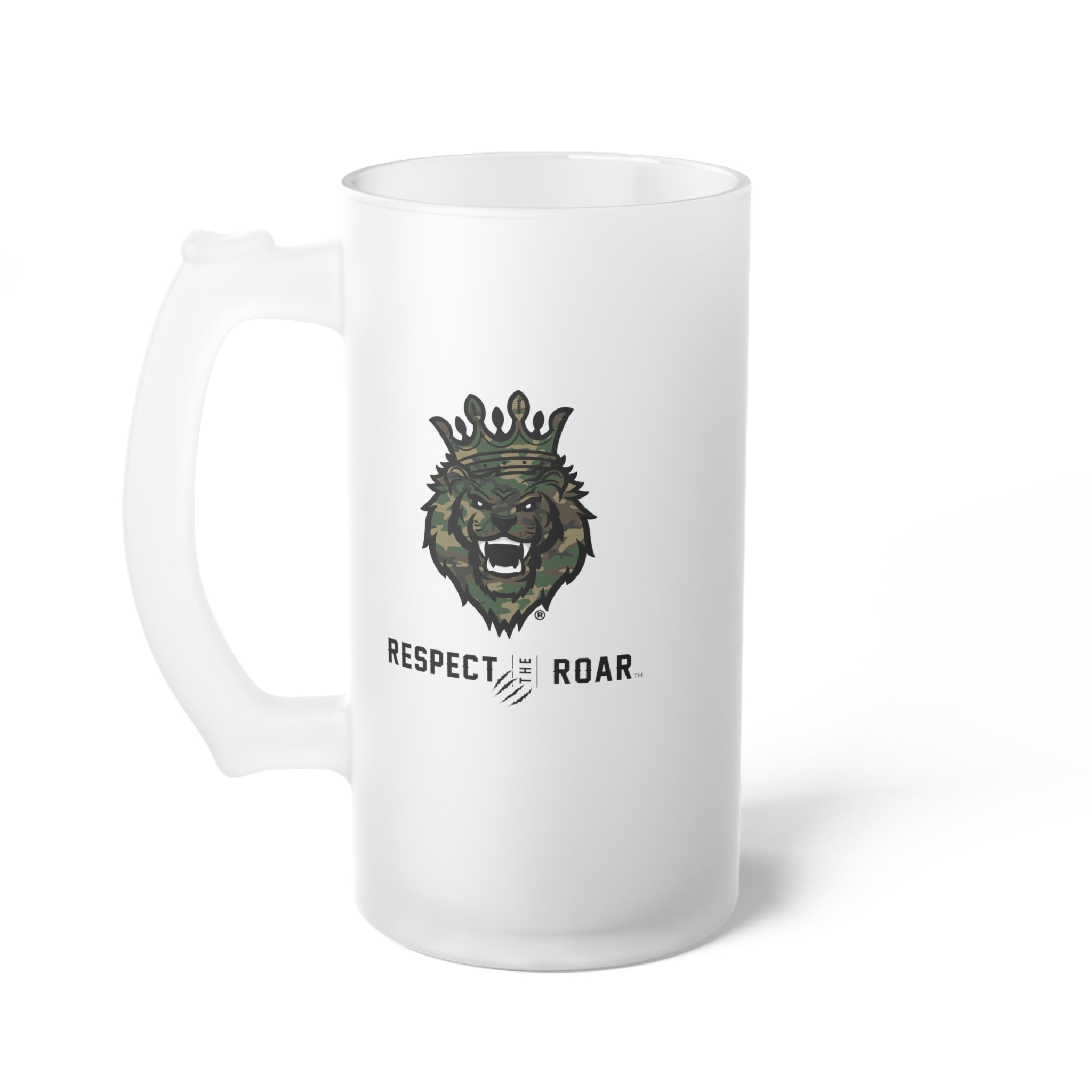 Respect the Roar® Frosted Glass Beer Mug (Green)